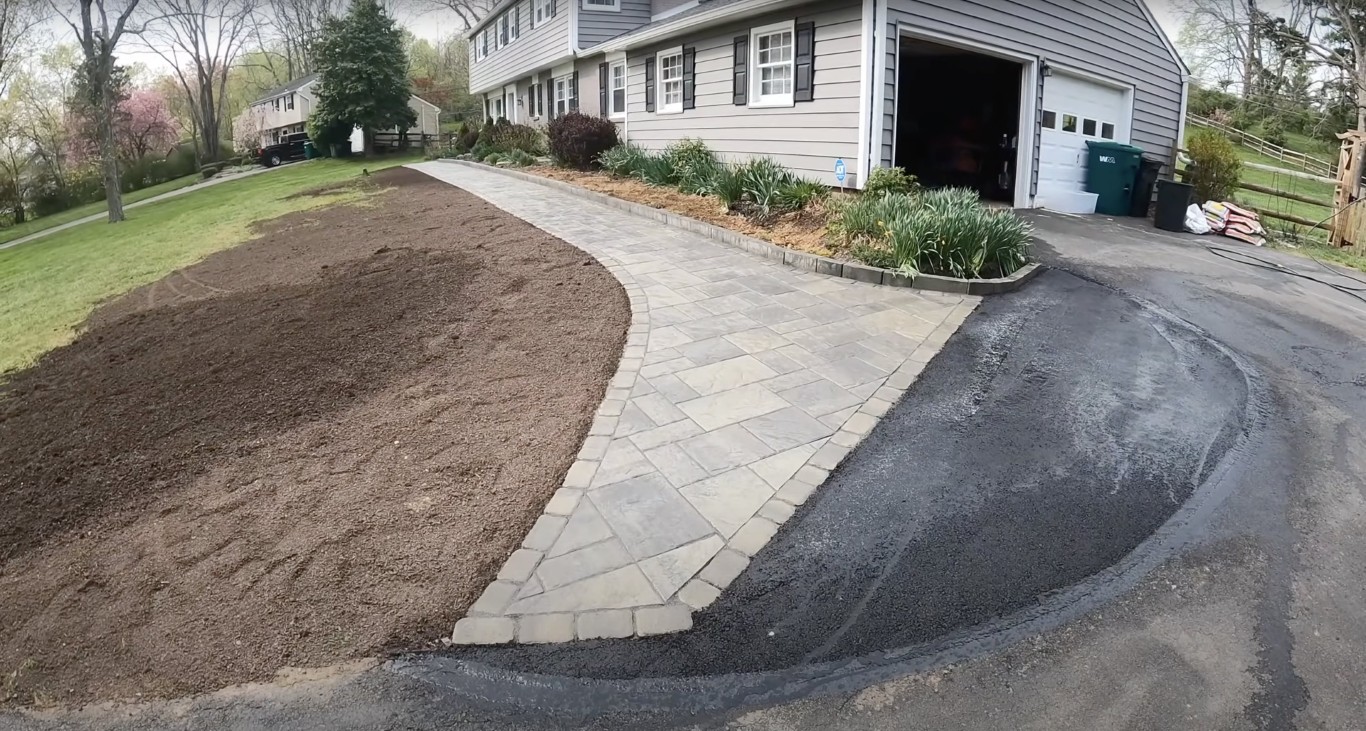 Beautiful concrete patio and walkway installation in Waterbury CT